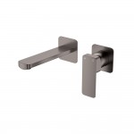 Tono Basin/Bath Wall Mixer Set, Square Plates, 160mm Outlet, Gun Metal Tono Basin/Bath Wall Mixer Set, Square Plates, 160mm Outlet, Gun Metal